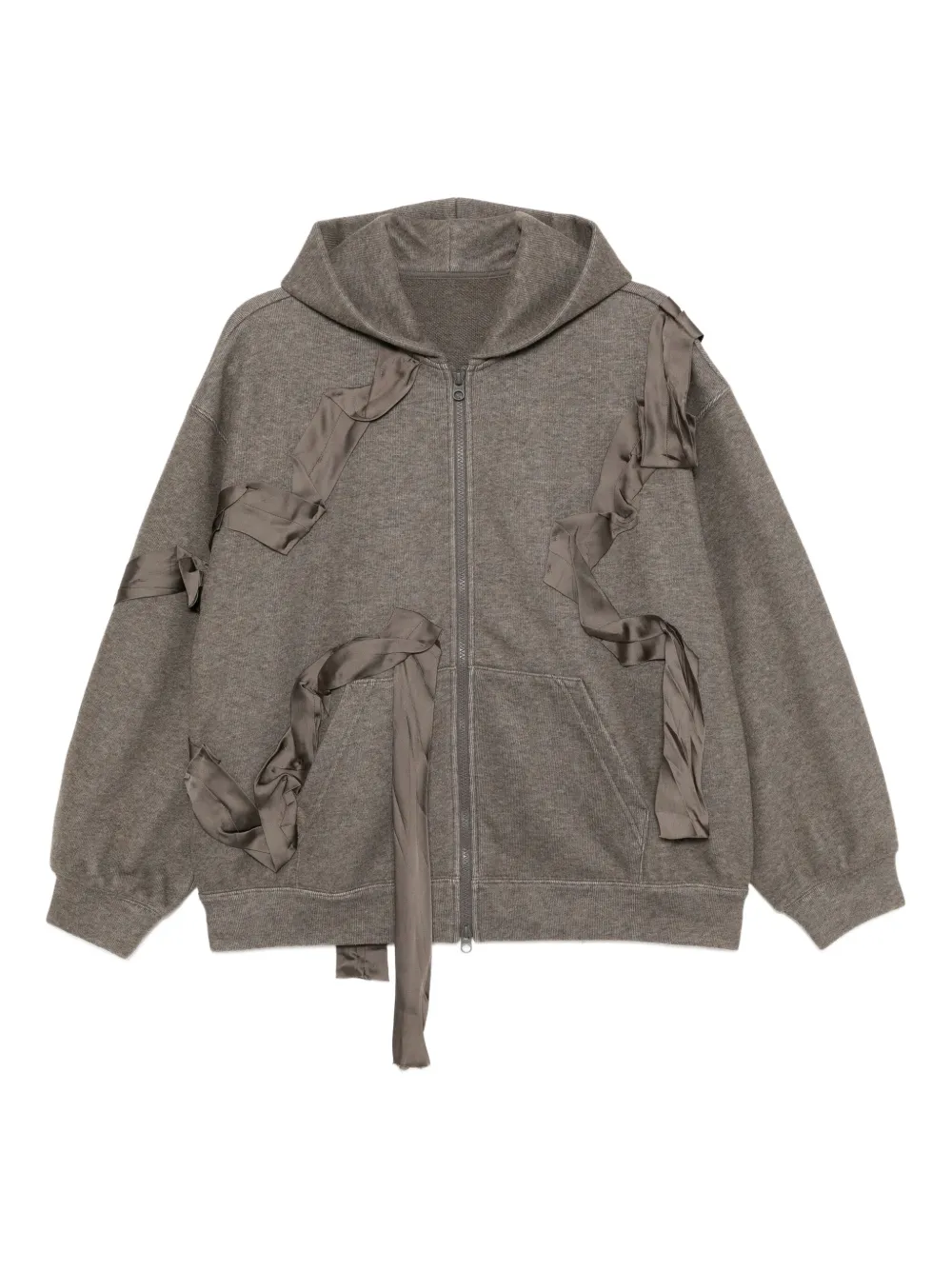 Jnby Ruffled Hoodie In Brown