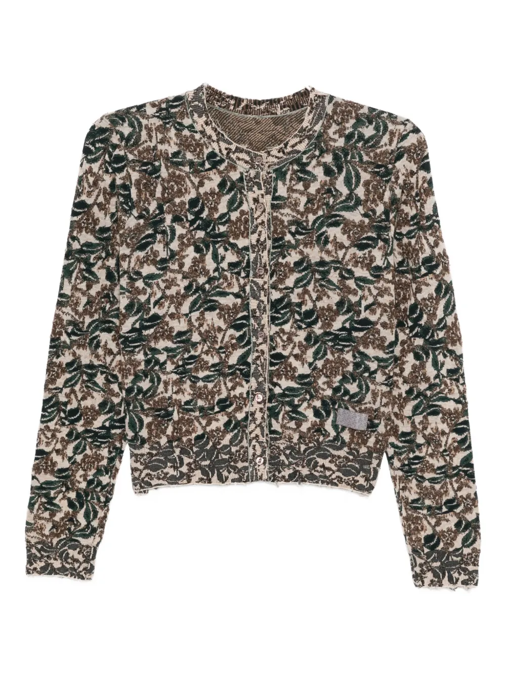 Jnby Patterned Short Cardigan In Brown