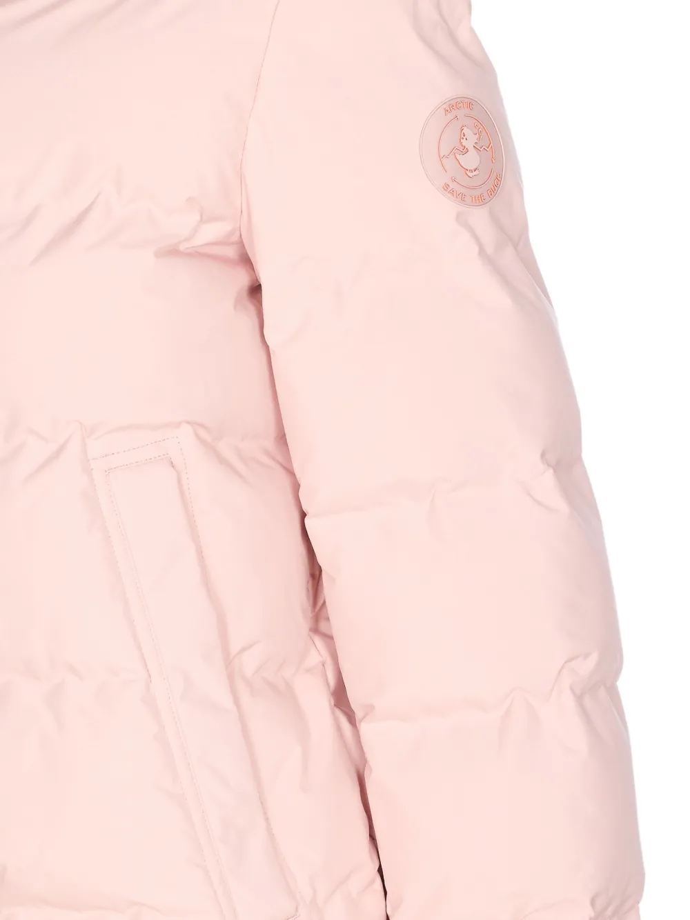 Save The Duck Logo-patch Puffer Jacket In Pink