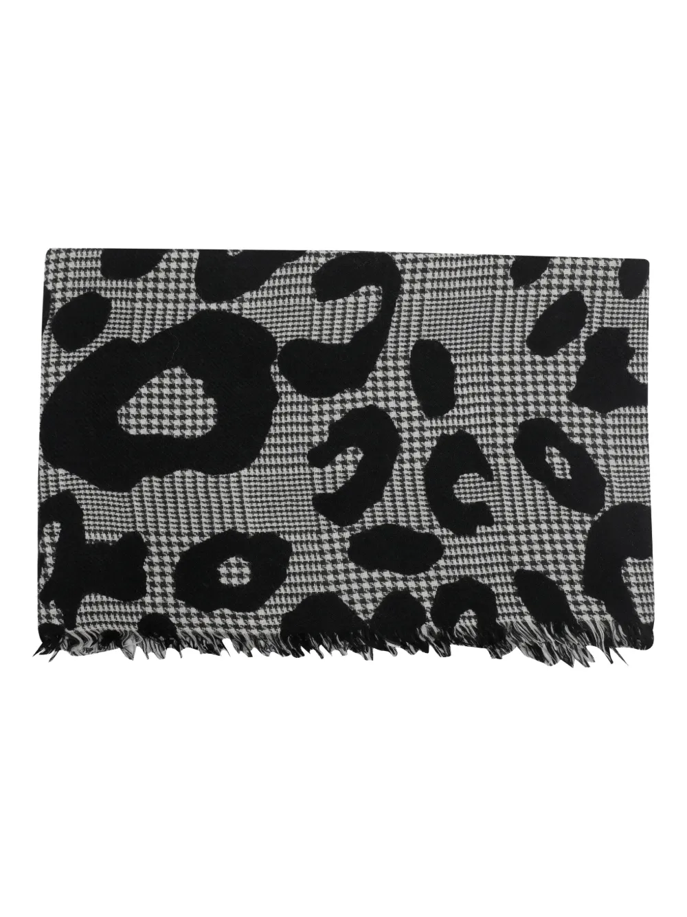Faliero Sarti Animal Print Scarf Fringed Edges In Black