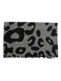 Faliero Sarti animal-print fringed scarf - Black