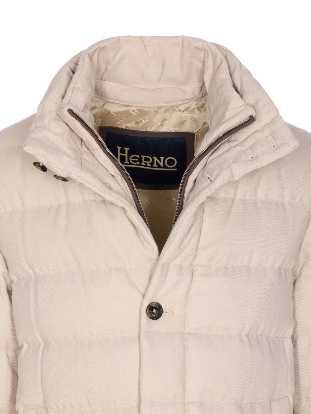 Herno Men Single Breasted Down Jacket In Neutral