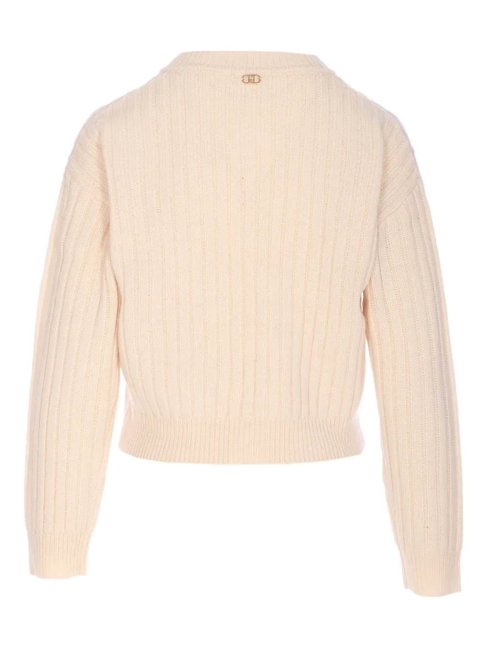 Liu •jo Cable-knit Embellished Cardigan In Neutral