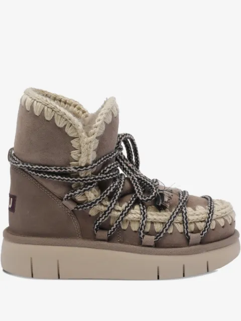 Mou crochet-trim lace-up ankle boots