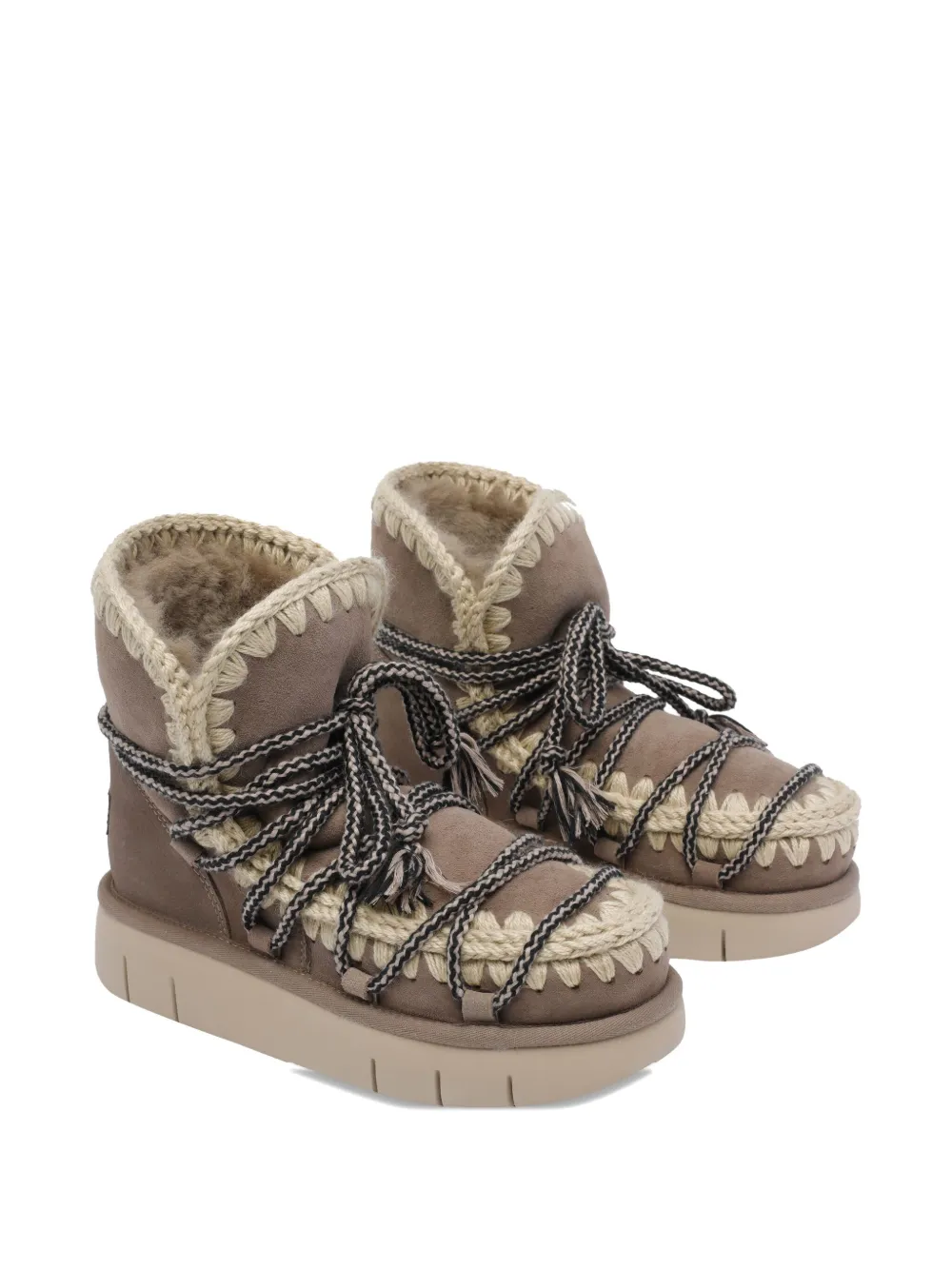 Mou Bounce Scoubidou-lace Boots In Neutral