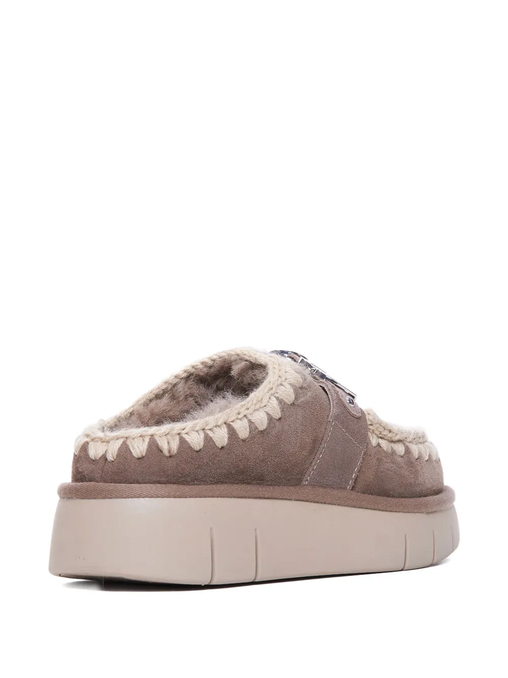 Mou Bounce Crochet-detail Mules In Neutral