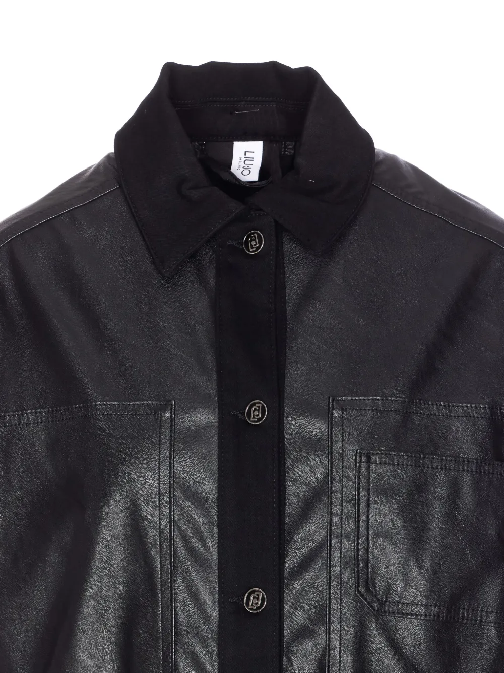 Liu •jo Stylish Short Leather Effect Jacket In Black