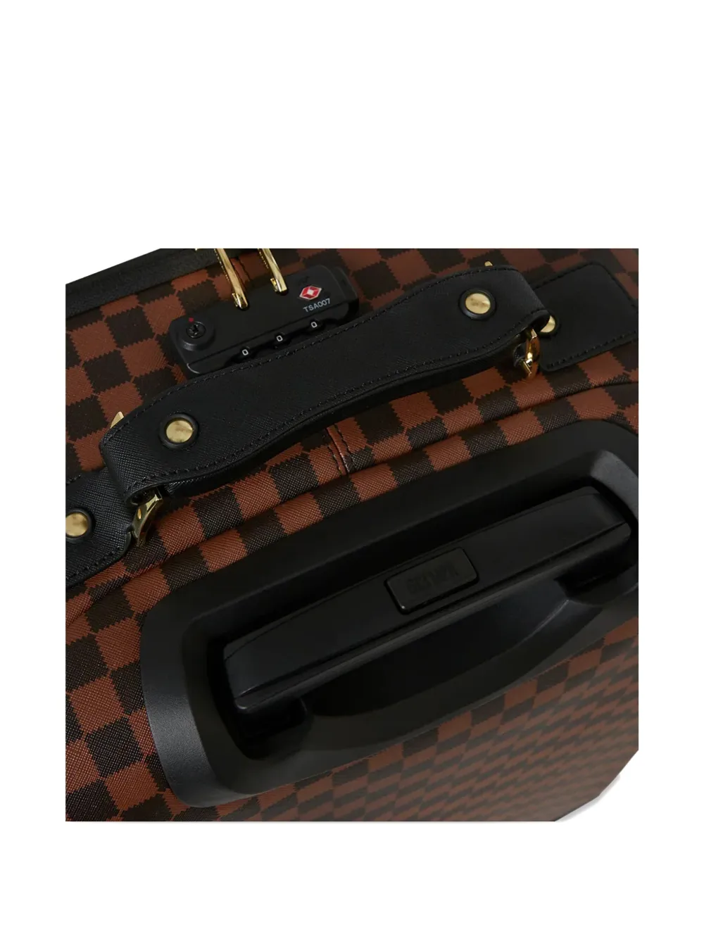 Sprayground Sawtooth Sharks In Paris Checkered Suitcase In Brown