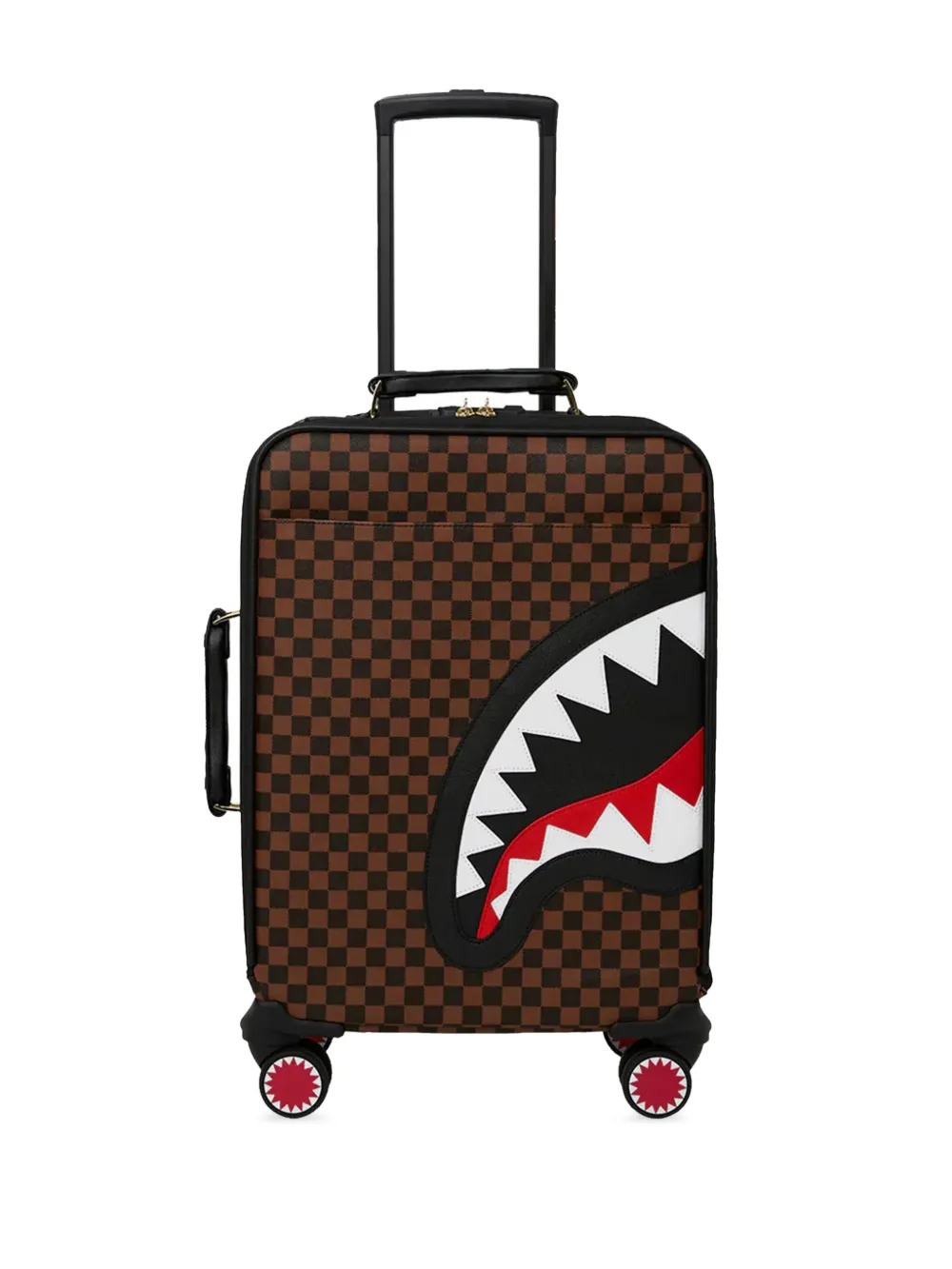 Sprayground Sawtooth Sharks in Paris checkered suitcase | Brown | Image 1