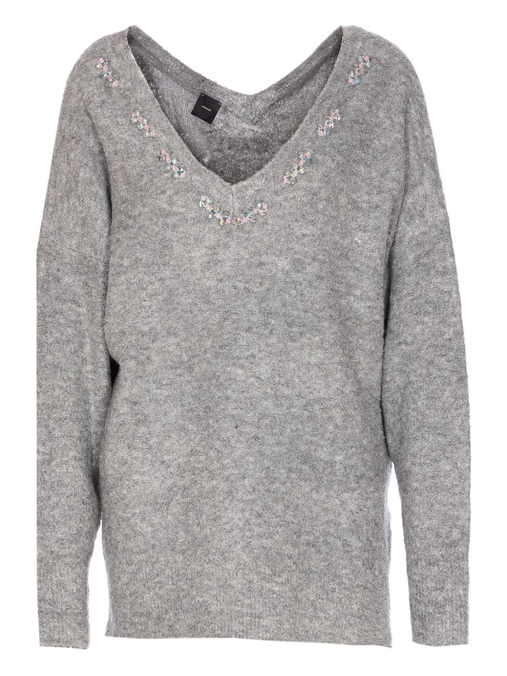 PINKO Dancing Queen embellished V-neck sweater - グレー PINKO Dancing Queen embellished V-neck sweater - グレー