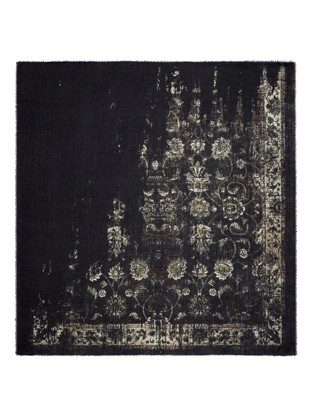 Faliero Sarti rug-pattern fringed scarf - ブラック Faliero Sarti rug-pattern fringed scarf - ブラック