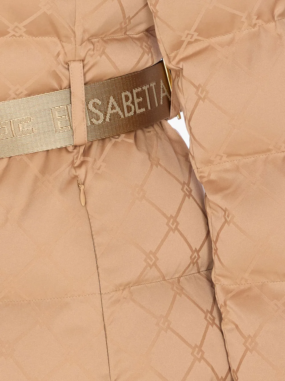 Elisabetta Franchi Quilted Down Jacket Removable Hood In Nude