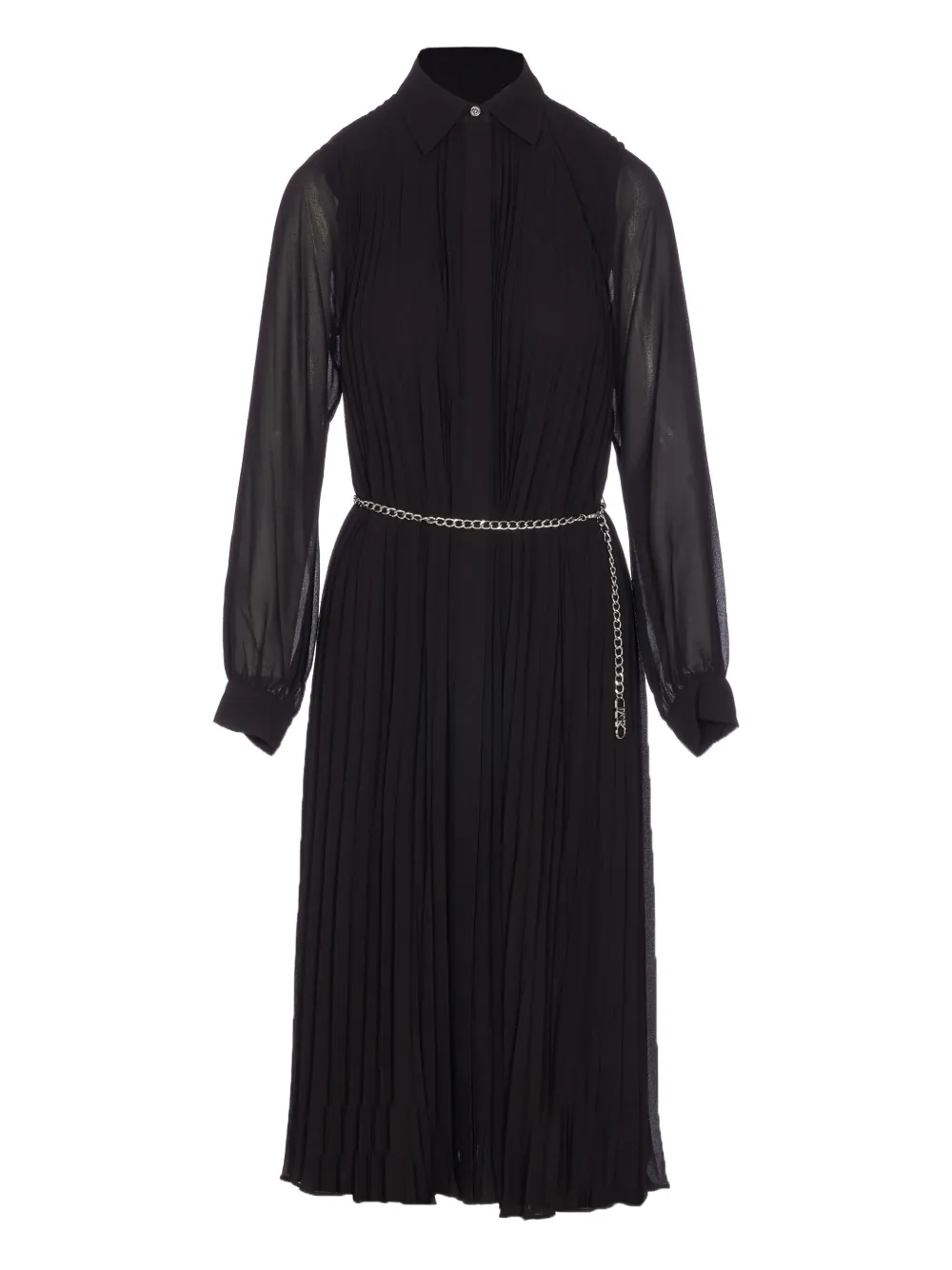 Michael Michael Kors pleated chain-belt dress - ブラック Michael Michael Kors pleated chain-belt dress - ブラック