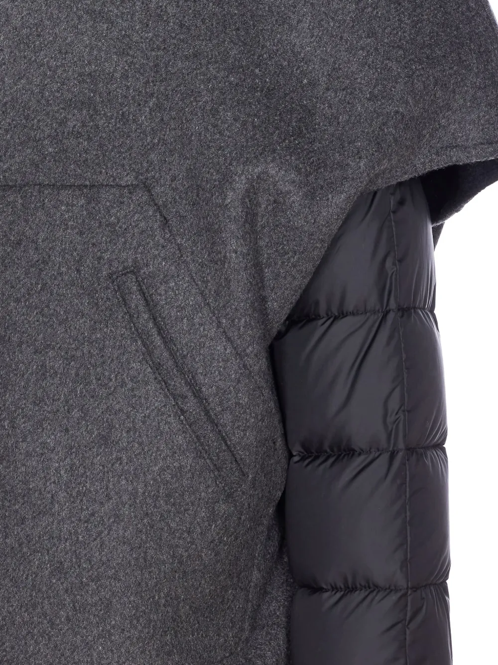 Moorer Padded Jacket With Hood And Quilted Sleeves In Gray