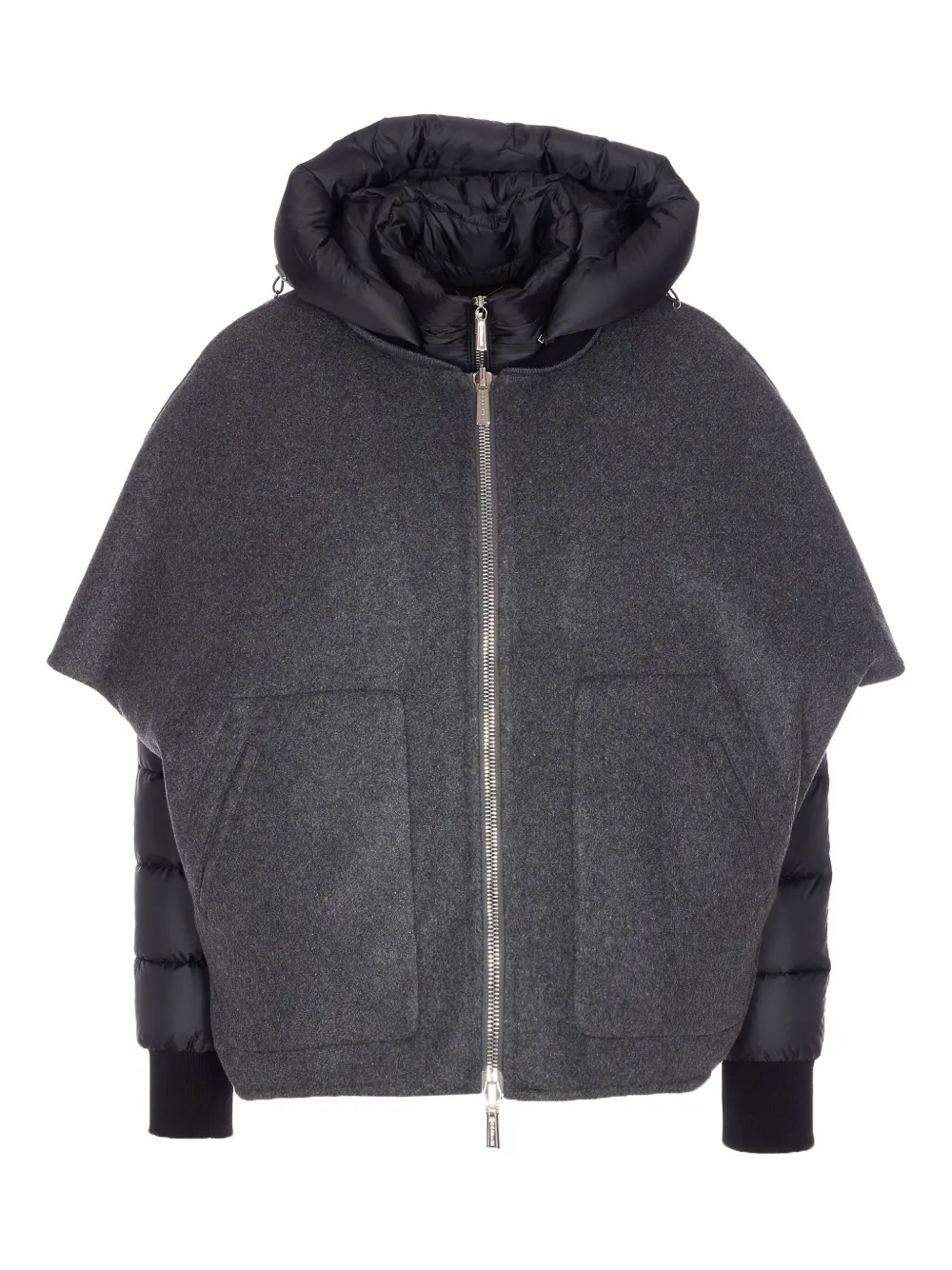 Moorer Padded Jacket With Hood And Quilted Sleeves In Gray