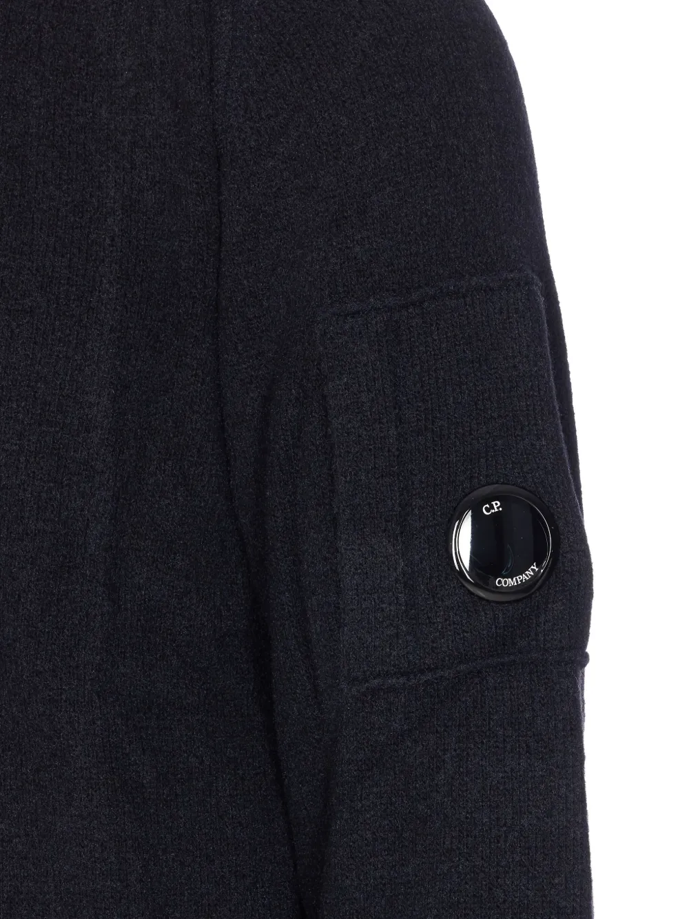 C.p. Company High Neck Long Sleeve Knit Polo In Black