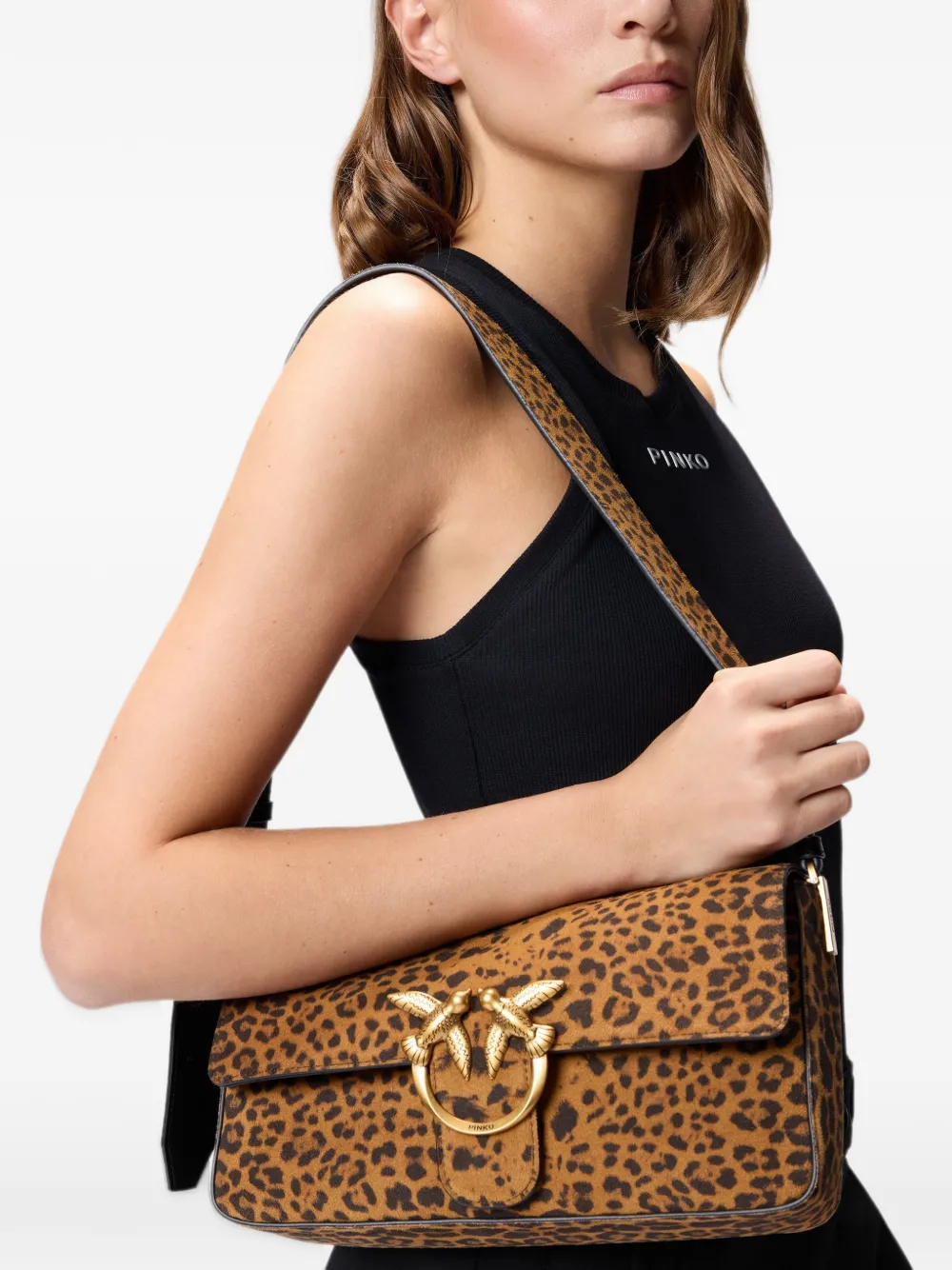 PINKO Shopper met luipaardprint Bruin
