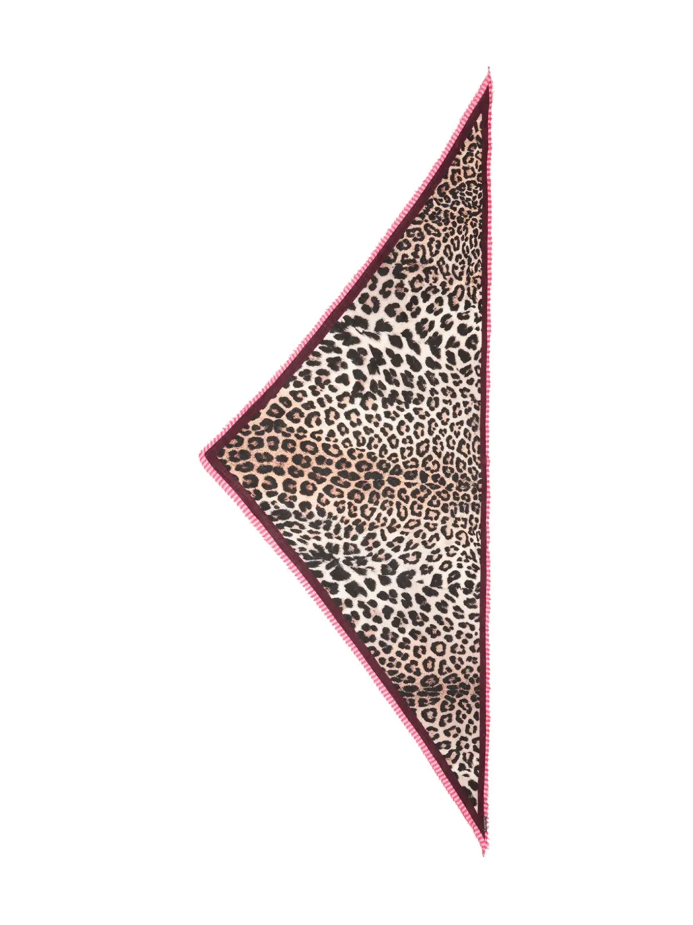 Faliero Sarti Triangle Scarf With Leopard Print And Frayed Edges In Brown