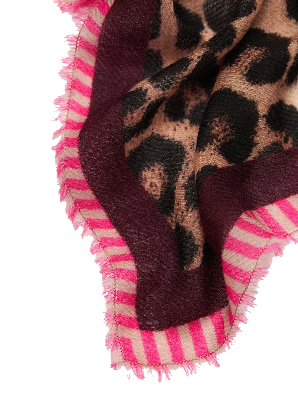 Faliero Sarti animal-print fringed scarf - Bruin