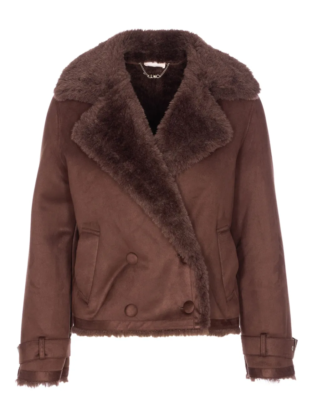 Liu •jo Double-breasted Jacket In Brown