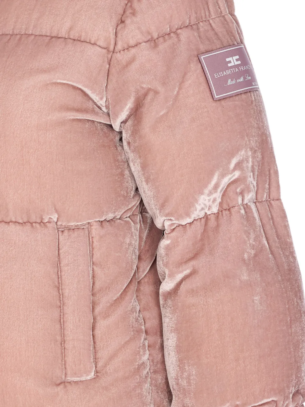 Elisabetta Franchi Hooded Padded Long Sleeve Jacket In Pink