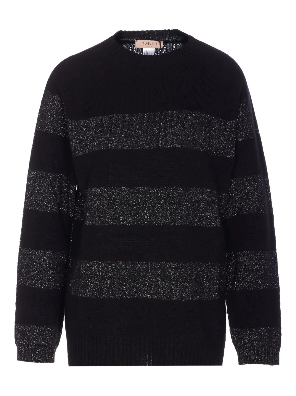 Twinset Striped-pattern Sweater In Black