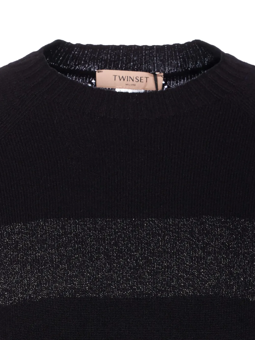 Twinset Striped-pattern Sweater In Black