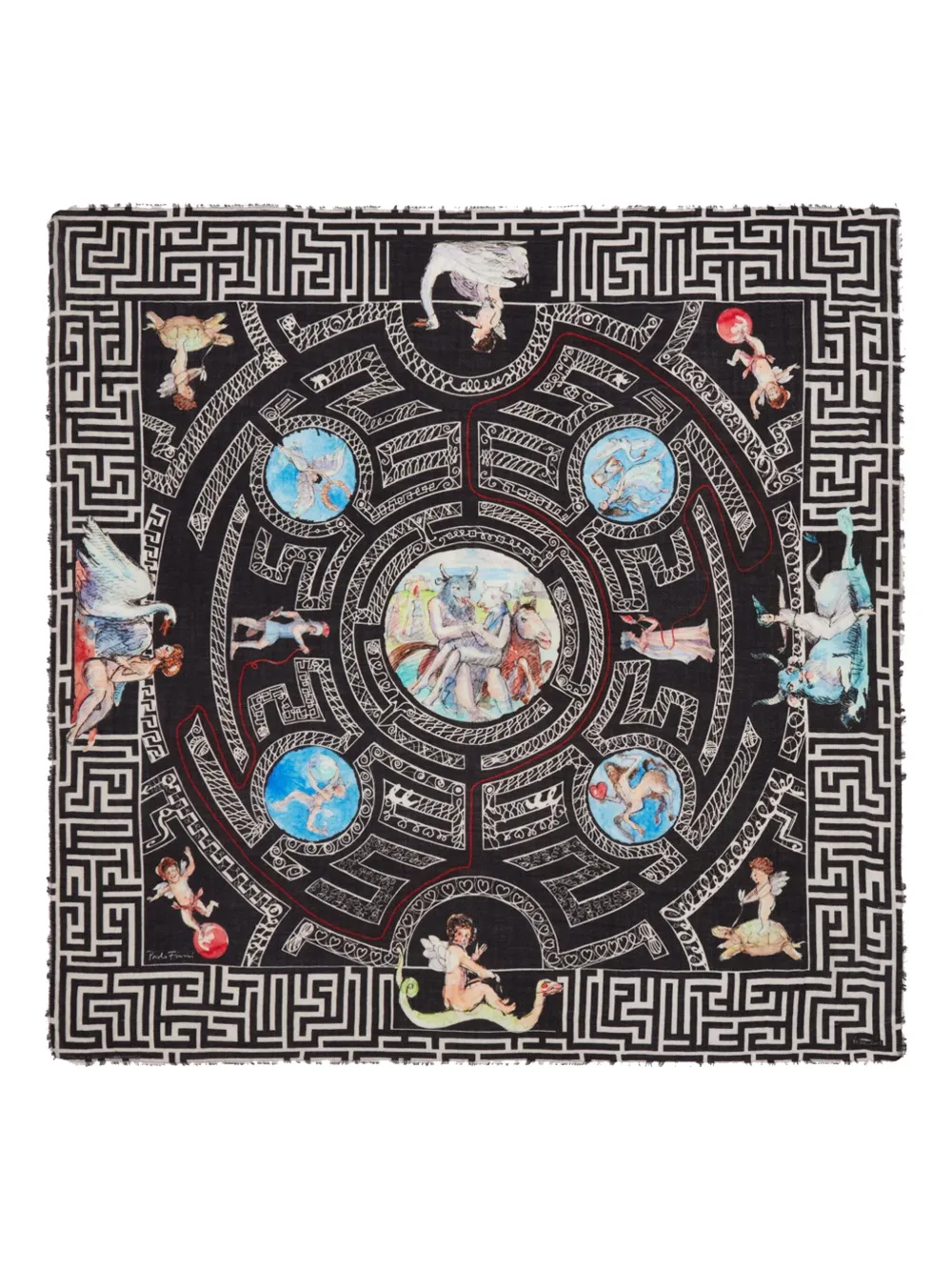 Faliero Sarti Labirinto printed scarf - ブラック Faliero Sarti Labirinto printed scarf - ブラック