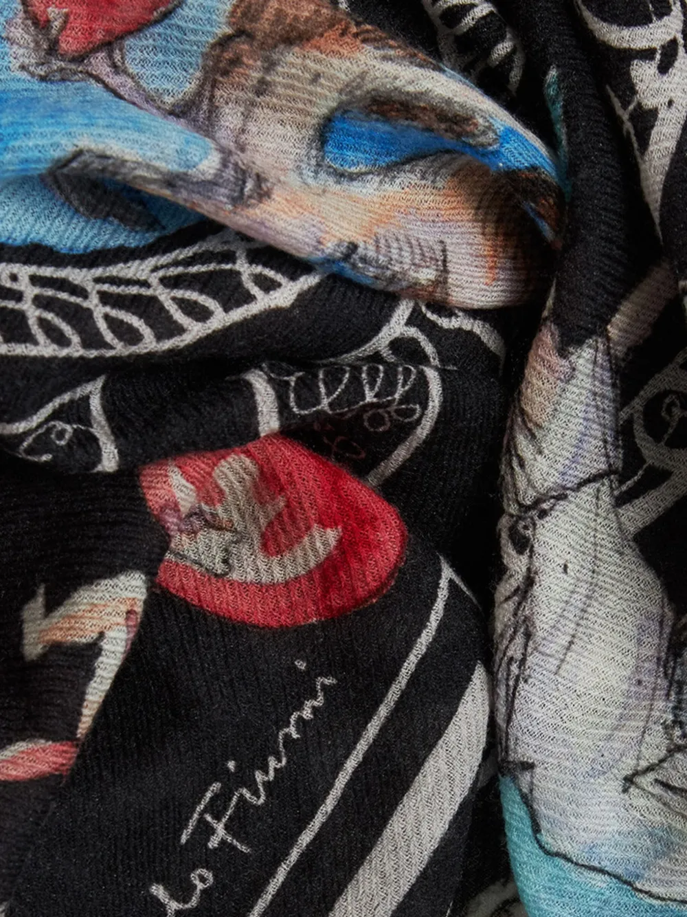 Faliero Sarti Labirinto printed scarf - Zwart