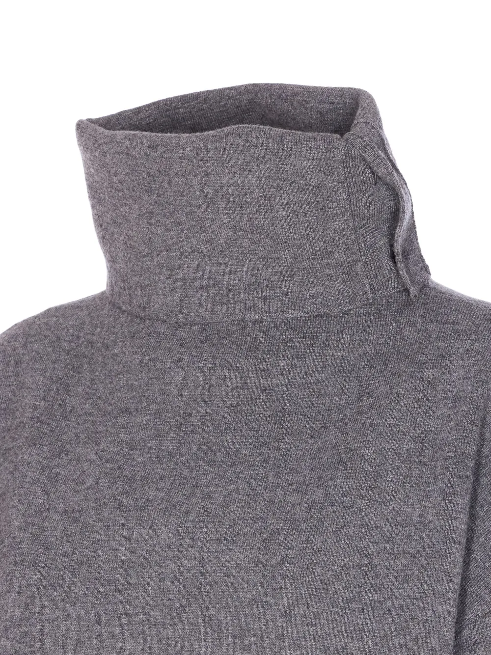 Haikure Cozy High Neck Sweater With Button Detail In Gray