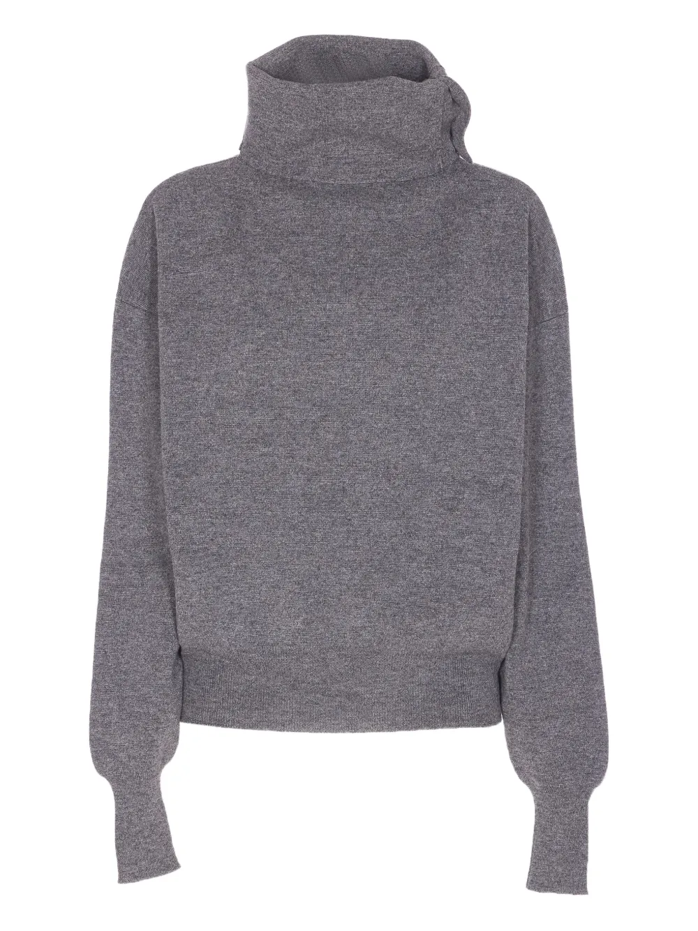 Haikure Cozy High Neck Sweater With Button Detail In Gray