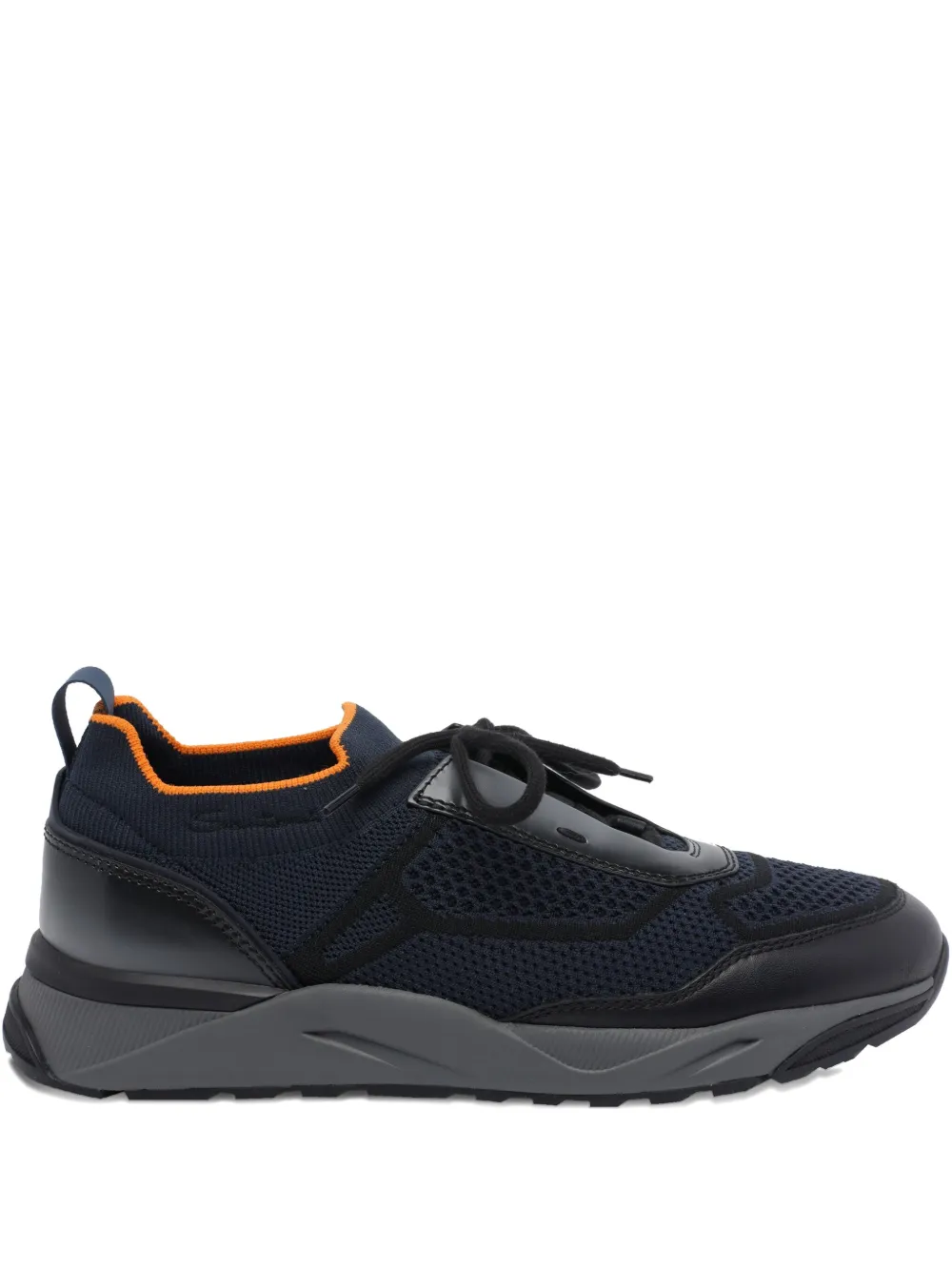 Santoni lace-up knitted sneakers - ブルー Santoni lace-up knitted sneakers - ブルー
