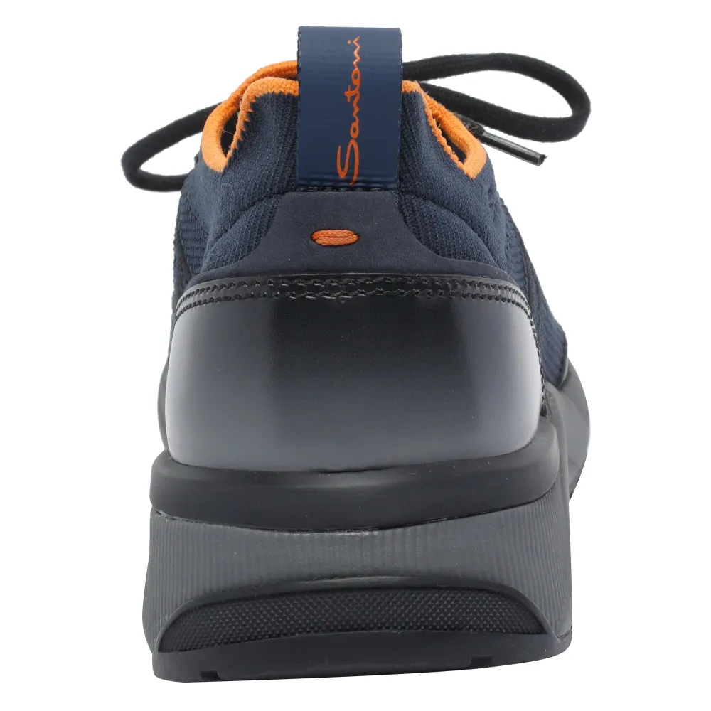 Santoni Casual Low Top Sneakers With Round Toe In Black