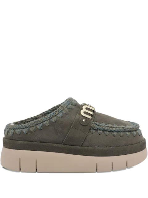 Mou lettering-logo mules