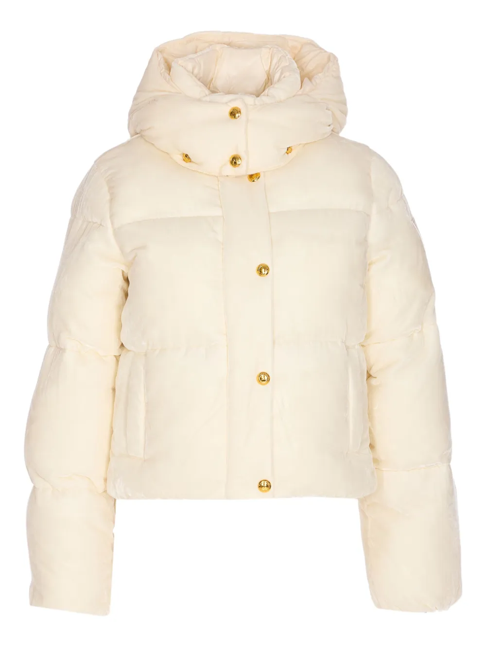 Elisabetta Franchi velvet quilted down jacket | White | Image 1