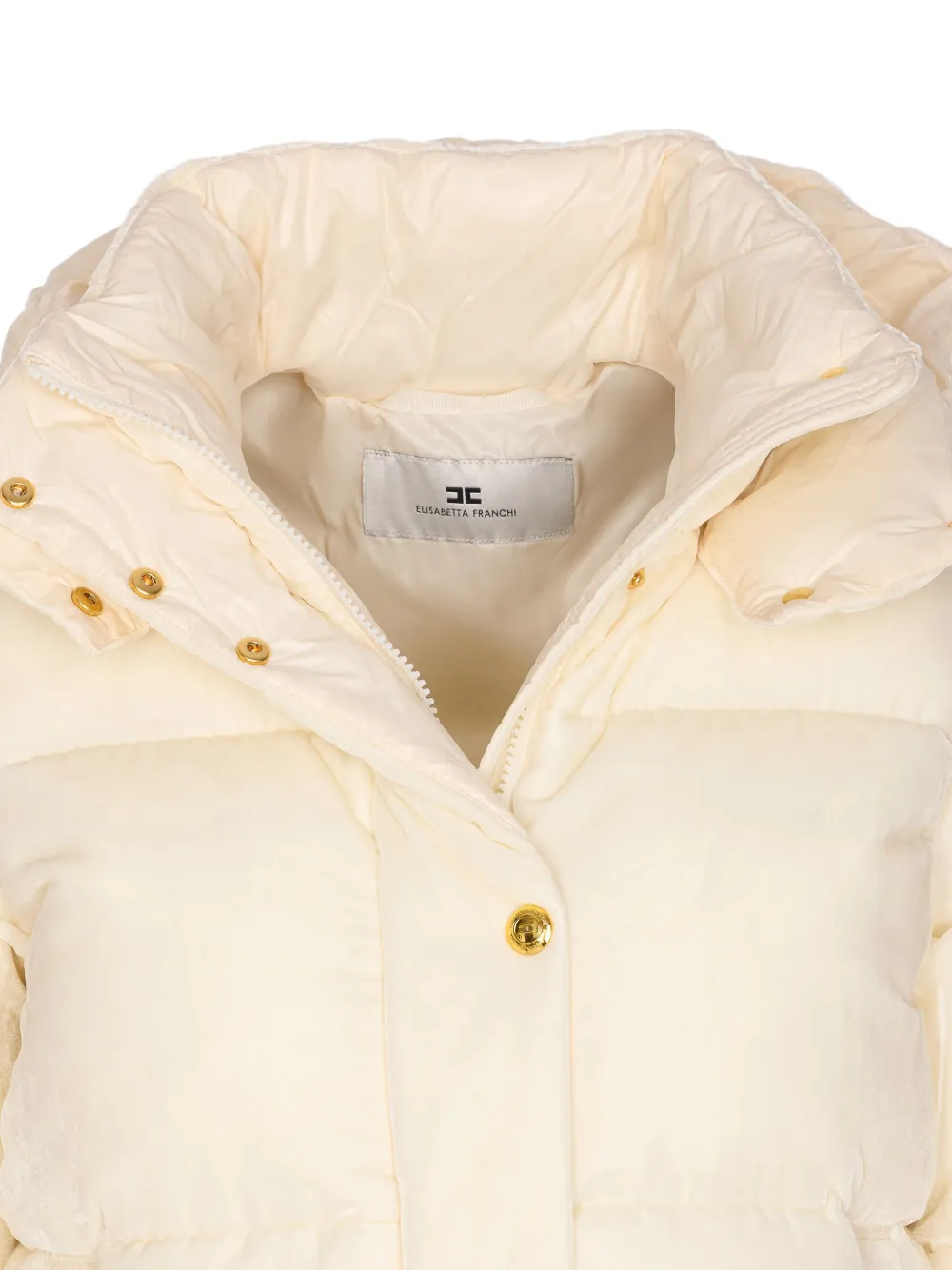 Elisabetta Franchi Hooded Padded Long Sleeve Down Jacket In Neutral