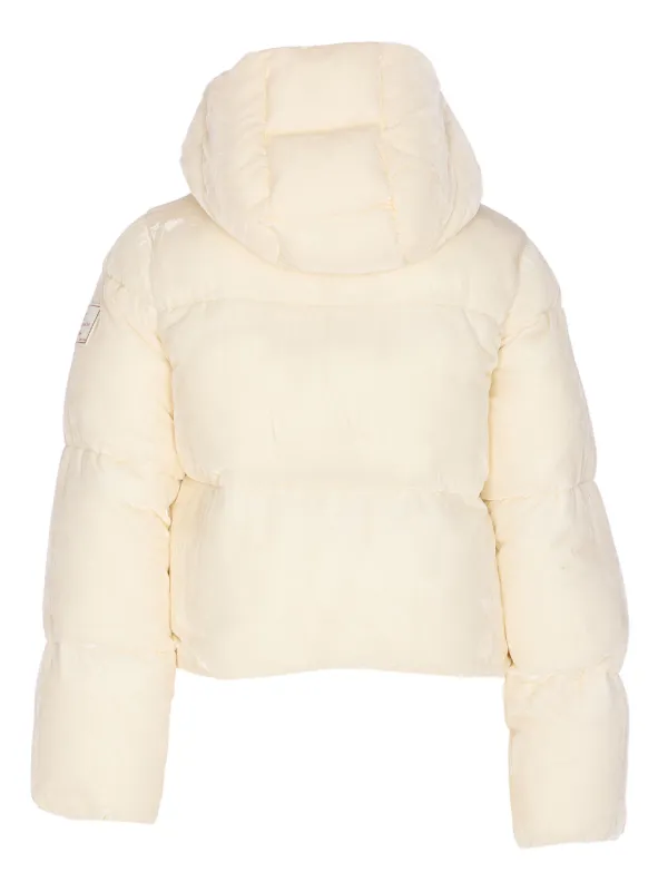 Elisabetta Franchi Velvet Quilted Down Jacket | White | FARFETCH