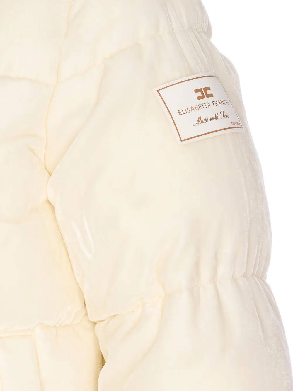 Elisabetta Franchi Velvet Quilted Down Jacket | White | FARFETCH