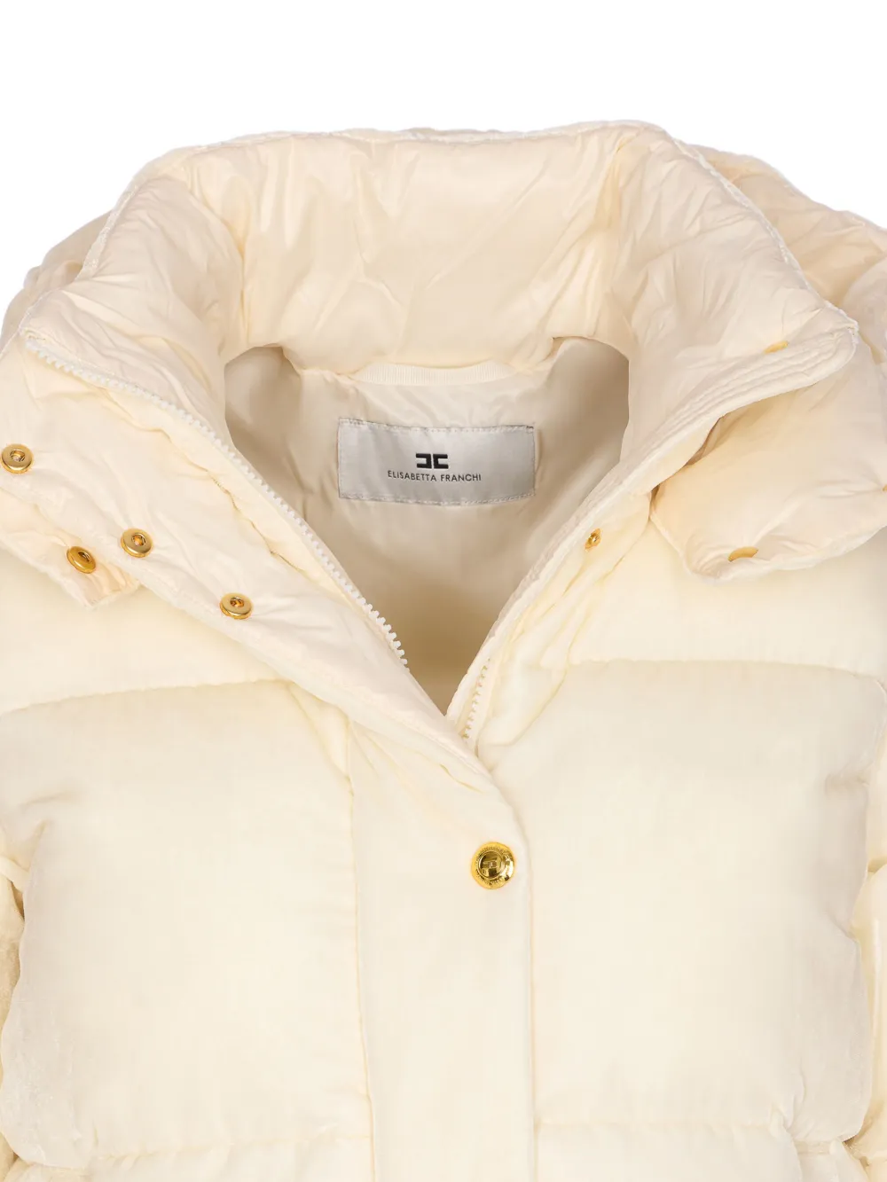 ジャケット・アウター ELISABETTA FRANCHI PI76D46E2 Elisabetta Franchi Short nylon down jacket with wide collar