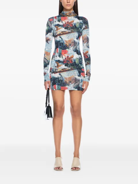 Off-White World Paint long-sleeve mini dress