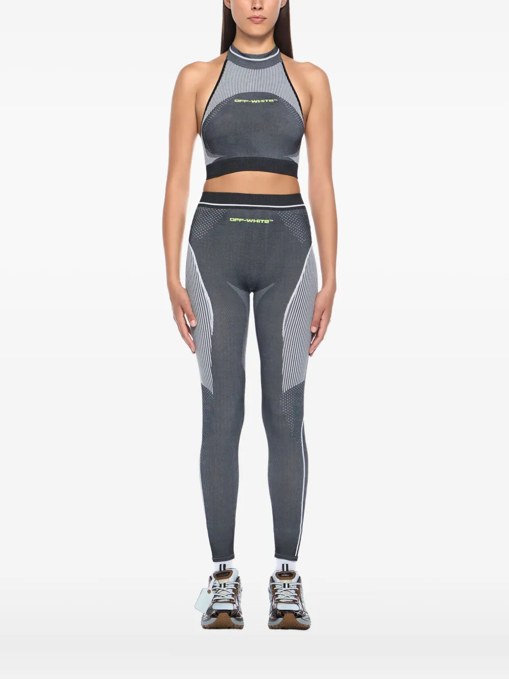 Off-white Race Logo Arrow Seamless Sports Bra In Multi