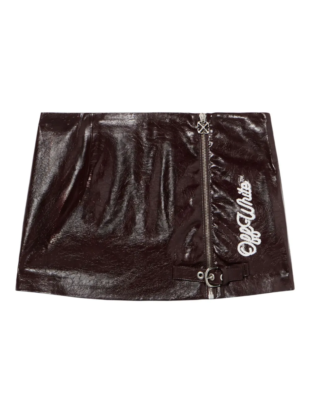 Off-white Mini Skirt In Shiny Imitation Leather In Brown