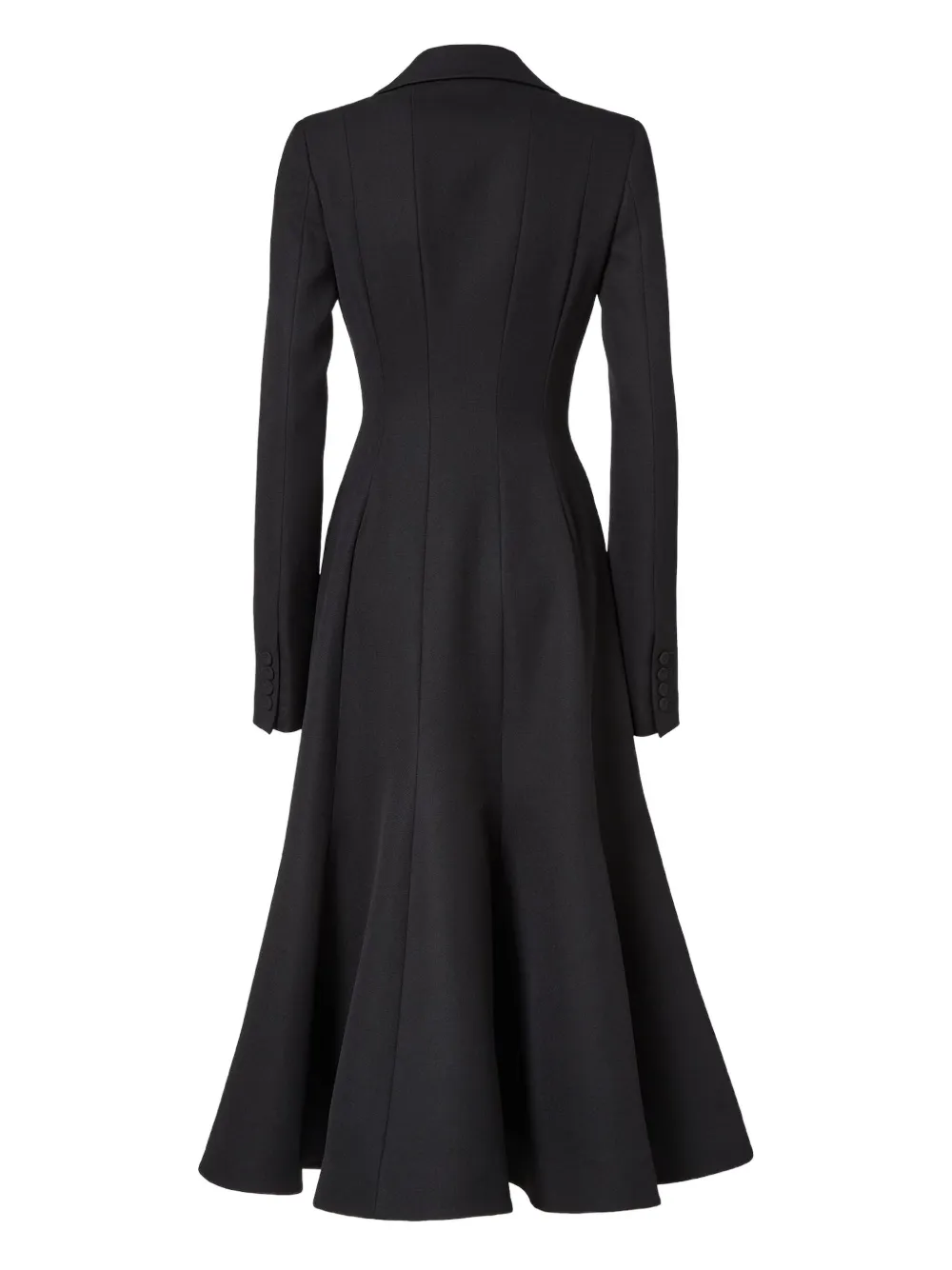 Fendi Women Black Flared Double-breasted Coat With Peak Revers In Wool Woman In Black