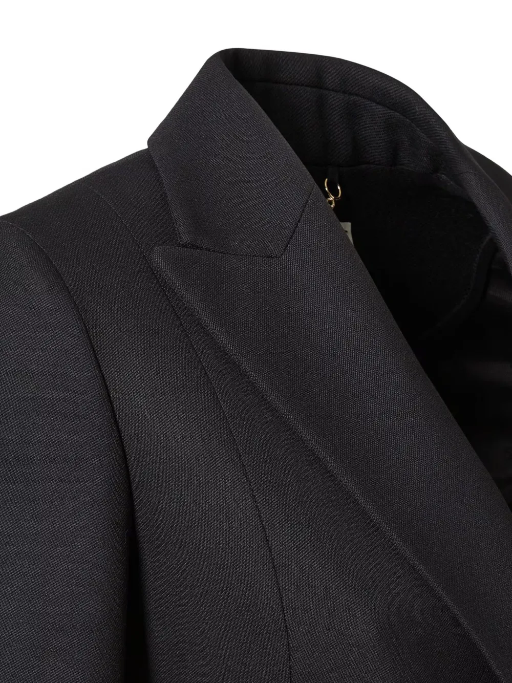 Fendi Women Black Flared Double-breasted Coat With Peak Revers In Wool Woman In Black