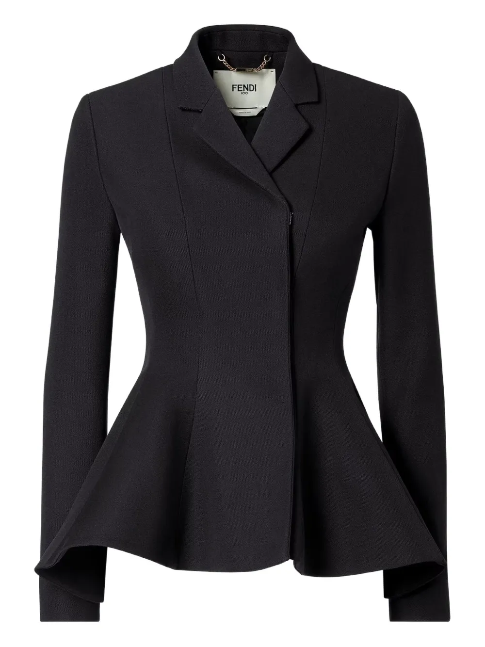 Fendi Grain-de-poudre Wool Jacket In Black