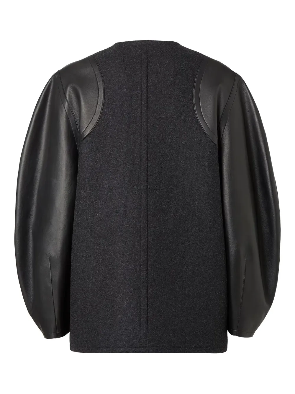 Fendi Gray Wool And Leather Jacket In Black