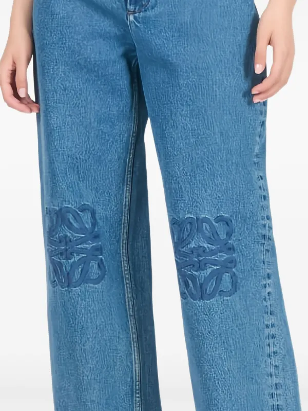 LOEWE Anagram Embroidered Jeans | Blue | FARFETCH