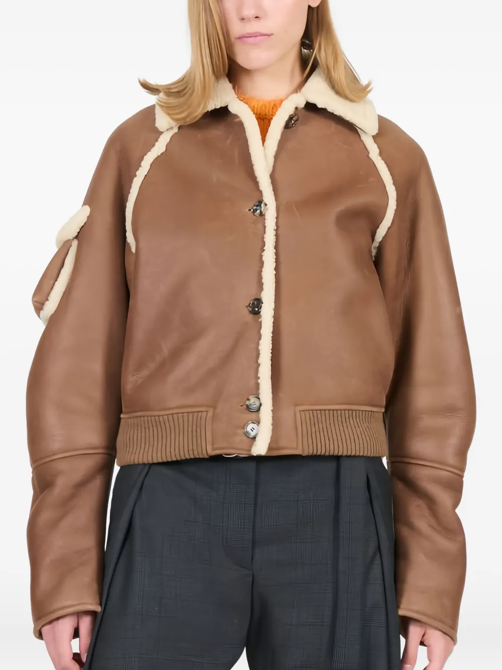 LOEWE Bomber con bordo in shearling - Marrone