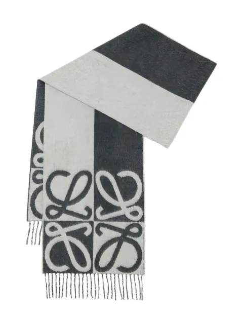 LOEWE logo-intarsia fringed scarf
