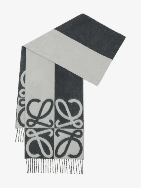 LOEWE Intarsien-Schal mit Fransen